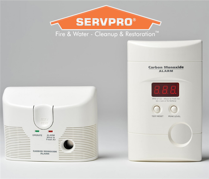Carbon monoxide detectors and SERVPRO logo.