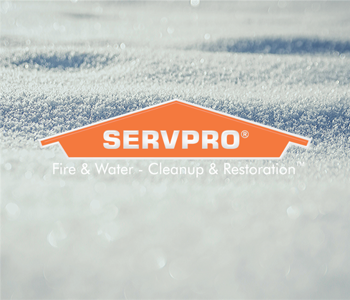 SERVPRO logo with snow in the background.