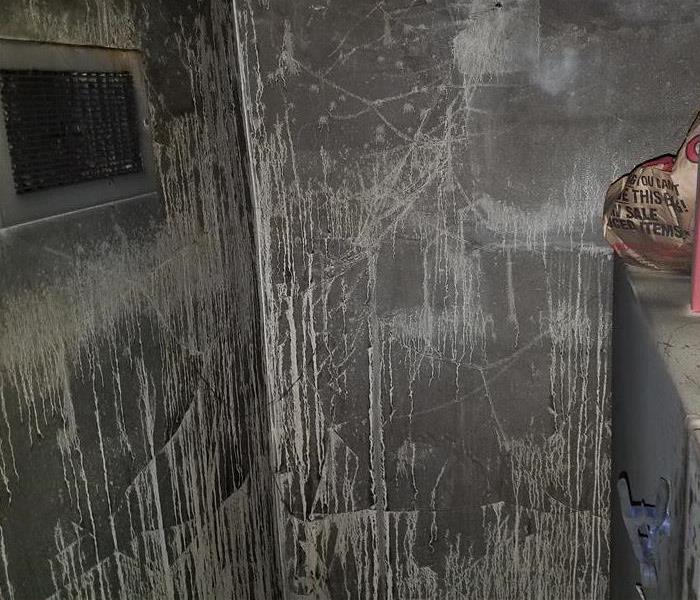 Soot covered walls in kitchen