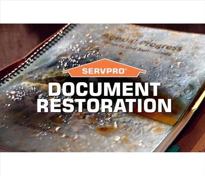 SERVPRO and document restoration logo on water damaged document.